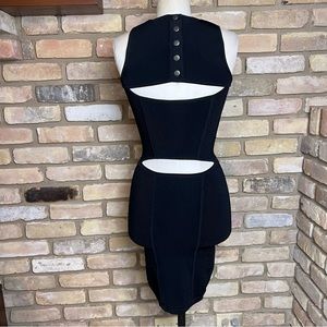 A.L.C. black stretch knit bandage mini dress with back cut-outs